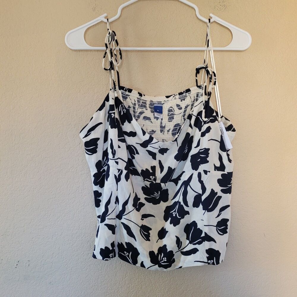 Old Navy Womens Fitted Tie Shoulder Smocked Back Floral Corset Cami Top Size Xl
